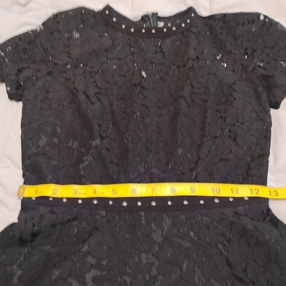 MISSGUIDED Studded Collar Waistline Double Layer Black Lace Mini Dress MED NWOT - Picture 10 of 14